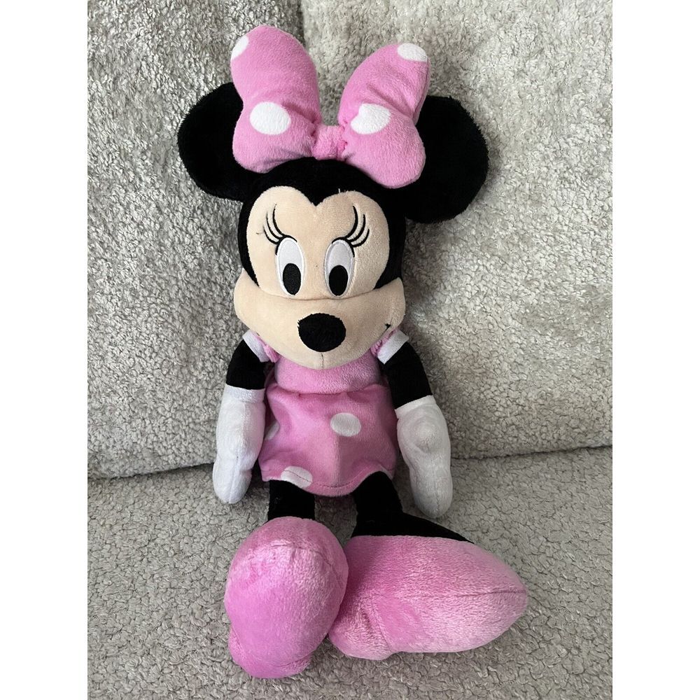 Minnie Mouse 14" Plush Pink Polka Dot Dress Stuffed Animal Doll Toy Disney Store